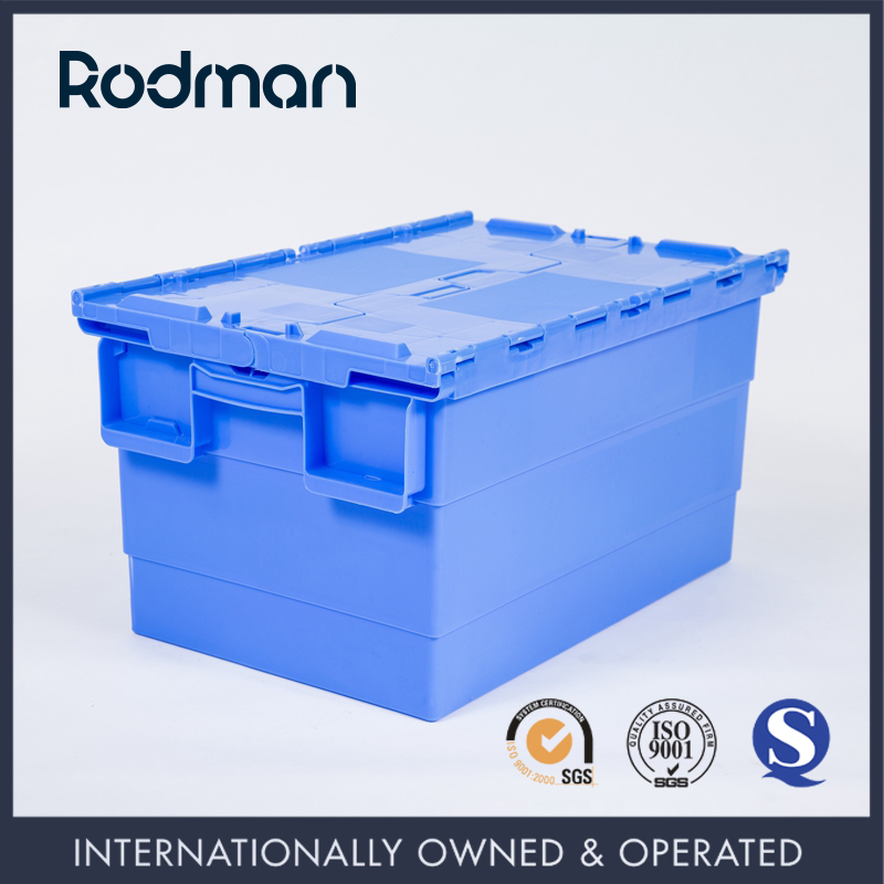 Attached Lid Container Plastic Nestable Multifunctional Logistic Container with Top Quality