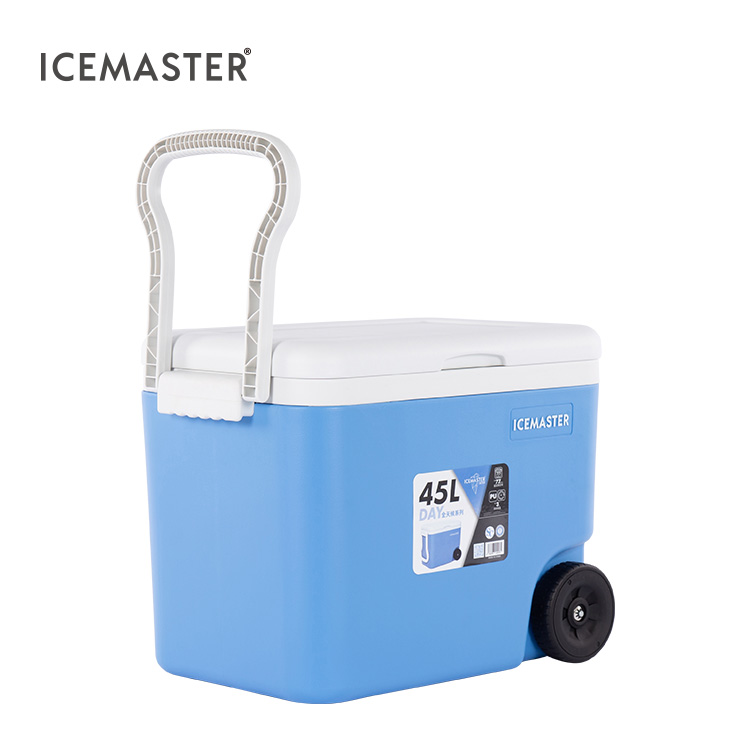 45L Pull Handle Large Capacity Transport Wheeled Cooler Box for Cans