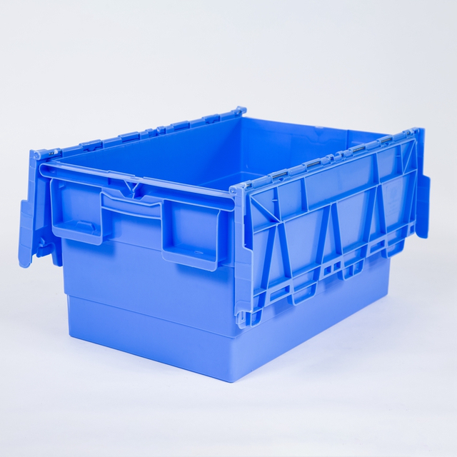 Attached Lid Container Plastic Nestable Multifunctional Logistic Container with Top Quality