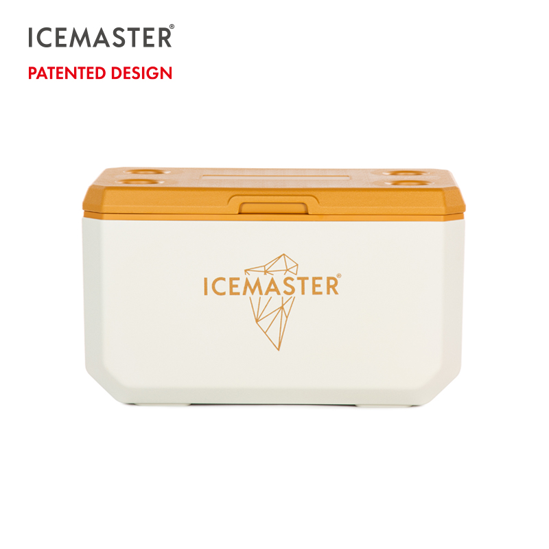 Big Capacity Cooler Box 47L With Drain Hole Orange Lid Modern Outdoor Camping Use PP Material