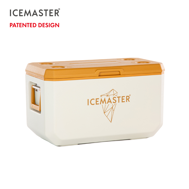 Big Capacity Cooler Box 47L With Drain Hole Orange Lid Modern Outdoor Camping Use PP Material